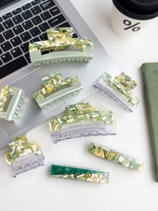 K-style Acetate Hair Claw Large Grip Elegant Fancy Green Back Head Updo Shark Clip Hair Accessories Headdress