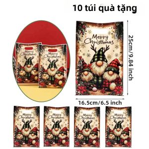 Thanh Lịch Retro Túi Quà Giáng Sinh Ông Già Noel Họa Tiết Người Tuyết Túi Nhựa Có Tay Cầm Cho Xmas Trang Trí Tiệc 10/20/50 Chiếc