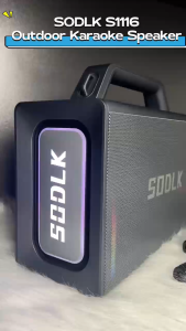 SODLK S1116 ลำโพงบลูทูธพร้อมไมค์และเสียง 200W แบตเตอรี่ 20000mAh รองรับ TWS/AUX/USB/TF พร้อมไฟ RGB และระบบเสียงรอบปอต