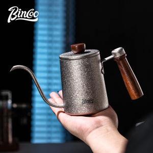 BINCOO Titanium Hand Drip Coffee Hot Water Pot with Lid Gooseneck Kettle Hanging Ear Coffee Non-stick Home Kitchen Cafe Accessories 350/600ML