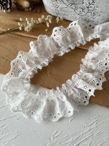 Pháp Cotton Vải Bông Ren Chất Liệu Viền DIY Handmade Váy Tay Áo Viền Cổ Tay Áo Vải Gathers Rộng Phụ Kiện May Vá Tại Nhà