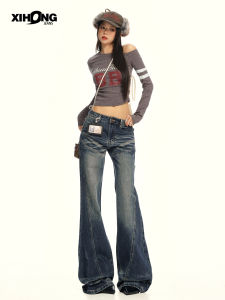 Quần Jeans Ống Loe Phong Cách Mỹ Cổ Điển Cho Nữ Quần Ống Loe Rộng Rãi Ôm Dáng Mùa Thu 2025 Quần Jeans Thường Ngày