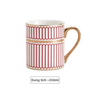DIHUANTUO | Tách Sứ Xương Tráng Vàng Họa Tiết Café Nhạt