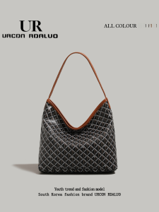 UR Retro Printed Tote Bag Womens Large Capacity Simple Commuter Sub-Mother Single Shoulder Bag Fashionable New 2025
