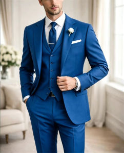 Luxury Tailor Made Khaki Men’s Suits 3 Pieces Jacket+Vest+Pant Elegant Business Outfit Prom Formal Wear