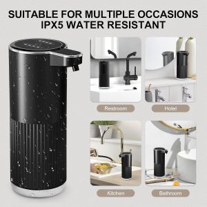 360ML Wall-Mounted IPX5 Waterproof 4-Levels Adjustable Rechargeable Electric Intelligent Automatic Sense Kitchen Soap Dispenser