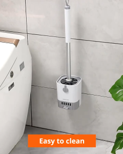 Joybos Silicone Toilet Brush Household Toilet Bowl Brush and Holder Set Toilet Cleaner Brush Wall Mounted Toilet Scrubber Without Drilling
