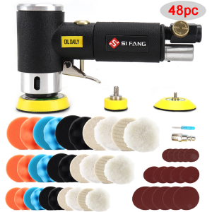 Si Fang | 48pcs Orbital Air Sander Kit 1"/2"/3" Mini Random Orbital Air Sander For Car Polishing High Speed Air Powered Sanding Polisher