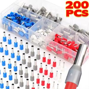 200Pcs Electrical Wire Connectors Tube Insulated Terminals Tubular Cold Crimp Terminal Wire Cable Connector Ferrules Terminals