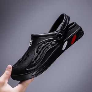 Mens Summer Breathable Comfortable Clog Shoes Outdoor Slip-On Sandals Anti-Slip Tread Design Slip-Resistant Flat Heel EVA Material