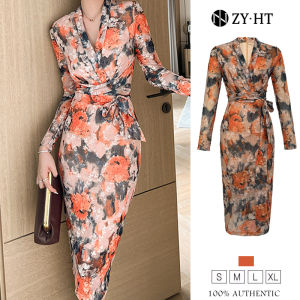 ZYHT(ล้างสต๊อก ใช้คูปอง299บาทขึ้นไป)เดรสผู้หญิง เดรสสีส้ม เดรสรัดรูป เดรสลายดอก เดรสไปงานแต่ง เดรสทำงาน เดรสออกงาน เดรสเซ็กซี่ เดรสเกาหลี ชุดออกงาน EraVogue 20166