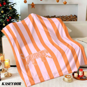 Beast Kingdom | Pink orange striped tiger Winter Summer Flannel Blanket Throw Fleece Soft Fuzzy Plush Cozy Fleece Blankets for Sofa Ideal Gifts