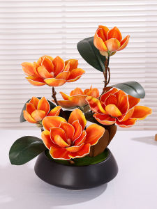 Large Magnolia Artificial Flower Set Living Room TV Cabinet Dining Table Decorative Ornaments Home Decoration Silk Flower Arrangement