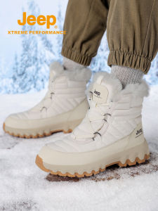 Jeep Outdoor Winter Snow Boots Men Women Anti-Slip High-Cut Fleece Lined Shoes for Couples Breathable Waterproof Rubber Sole