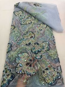 2026 Sequins Luxury Beaded Lace Africa High Quality 5 Yards Handmade Sequins Fabric Nigeria Party Dress Sewing Material