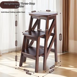 XIDUOSHU | Durable Elegant Wooden Step Stool Ladder