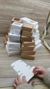 10pcs 7.5x7.5x3cm DIY Handmade Gift Packaging Box Kraft Paper Box Christmas Happy Gift Candy Cake Packaging Box