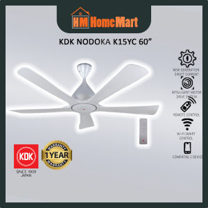 (FREE GIFT) KDK NODOKA K15YC 60" DC Motor Wifi Remote Celling Fan (Pearl White) (1 Year Warranty)