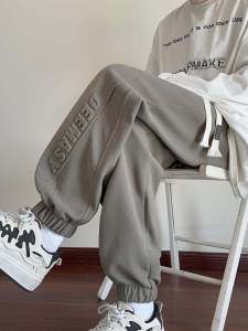 กางเกงขายาวทรงหลวมสำหรับผู้ชาย กางเกงขายาวลำลองฤดูใบไม้ร่วง/ฤดูหนาว กางเกงขายาวลำลองทรงสปอร์ตแบบหนา กางเกงขายาวทรงลำลองแฟชั่น