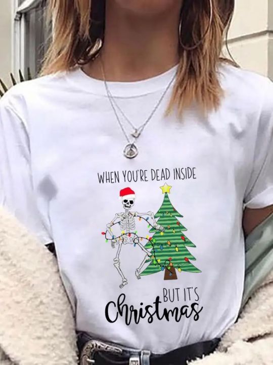 New Year Female Clothes Fashion Christmas Tee T Shirt Funny Trend Tree