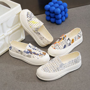 Giày Đế Dày Thoáng Khí Mềm Mại Mùa Hè Cho Nữ Giày Bệt Khoét Lỗ Giày Bảo Hộ Lao Động Giày Đế Bằng PVC Giày Bệt Một Bước