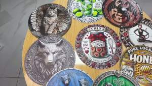 CIFbuy | Vintage Delft Blue White Skull Floral Aluminum Wall Art Waterproof Durable Metal Sign For Home Bathroom Kitchen Bedroom Decor