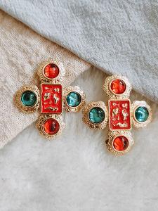 ต่างหูรูปทรงเรขาคณิตแบบย้อนยุคสไตล์ชาติพันธุ์สำหรับผู้หญิง ต่างหูแบบจี้หัวเข็มขัดแบบย้อนยุค B242 แฟชั่นสตรีทสไตล์เกาหลี