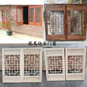 Retro Wooden Carving Screen Door Hollow out Traditional Chinese Style East Yang Wood Sculpture Partition Entrance Decorative Item