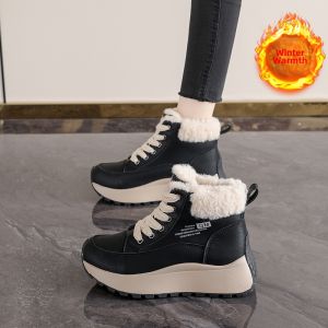 JIFANPAUL | Thick Heeled Snow Boots For Women Warm Fur