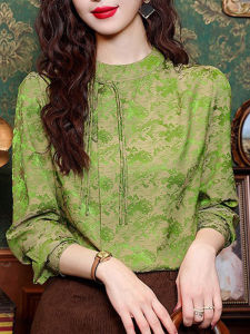 DAIXIANGFEIZI | Áo Blouse Tay Dài Phong Cách Mới Chất Liệu Lụa Trung Quốc