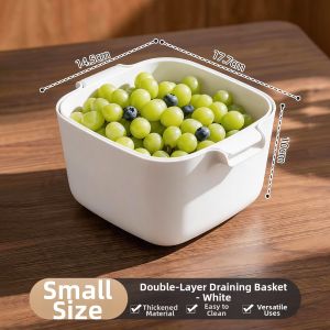 youqin | Double Layer Drainage Basket for Washing and Filtering Fruits & Vegetables