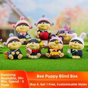 Bees Little Dog Blind Box Cartoon Birthday Gift Zodiac Little Dog Figure Collectible Resin Toy White Little Dog Design Doll