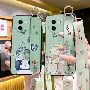 Vivo Y200i Phone Case with Wristband And Lanyard Protective Silicone Cover for V2354A Lens Full Protection Anti-Fall Panda Design Female Model 5G