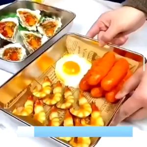 【COD】Nampan Persegi Baking Tray Baki Stainless Steel Cocok Untuk Oven Microwave Dilengkapi Dengan Penutup Food Box