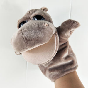 Cartoon Grey Big Eye Hippo Hand Puppet Plush Stuffed Toy