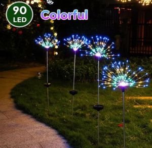 LILY (1PC )120LED 8 Linghting Mode Solar Firework Outdoor Garden Decor Christmas lights
