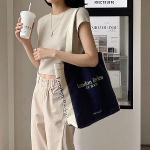 Korean Style Large Capacity Canvas Bag Single Shoulder Artistic Lettering Commuter School Bag for Men And Women