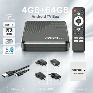 R69 PRO Allwinner H728 Android 14 Smart TV Box 8K Ultra HD WiFi6 Voice Remote Control Streaming Media Player Home Set Top Box