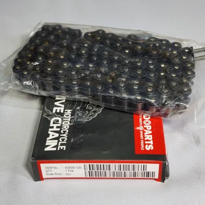Rantai Indopart 428-120 Hitam Solid Bush Rantai Motor Thunder 125 Yamaha Rxz Trs Gp100/125