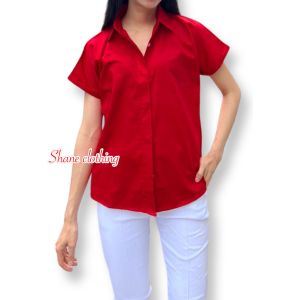 SHANE CLOTHING RED BLOUSE WANITA KATUN POPLIN
