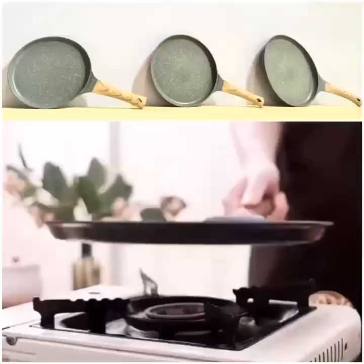 NonStick Frying Pan Medical Stone Round Flat Crepe PanCake Pan Light Weight Omelette Pan All Stove Suitale