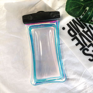 Colorful Light Inflatable Mobile Phone Waterproof Bag Touch Screen Transparent Sealed Multi-Color Floating Mobile Phone Universal Swimming Snorkeling Waterproof Cover