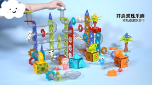 107/153pcs Magnetic Tiles for Kids Marble Run Race 6.5CM 2D/3D Puzzle Dinosaur Mainan Magnet Kanak