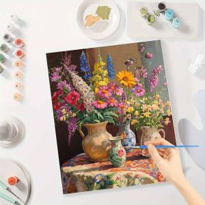 40x50cm Paint By Numbers Handpainted Canvas Painting Beautiful Vase Painting By Numbers for Adults Home Decor