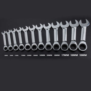 1 CÁI Cờ Lê Ratchet Tay Cầm Ngắn 8-19mm CR-V Cờ Lê Kết Hợp Mở Nhanh Dụng Cụ Sửa Chữa Ô Tô Thép Crom-vanadi