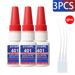 LOOLIFL | Multi‑Purpose Super Glue Quick Drying 401 Strong Instant Adhesive Clear For Wood Plastic DIY Crafts Metal Glass Bond Repair Tool