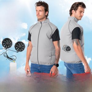 เสื้อกั๊กลมพัดลมสำหรับทำงานกลางแจ้งในฤดูร้อน สำหรับผู้ชายและผู้หญิง ชุดกันหนาวแบบชาร์จไฟ ชุดกันหนาวแบบกันแดด ชุดทำงานแบบบาง