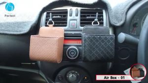 กล่องใส่ของแขวนช่องแอร์ กระเป๋าใส่ของแขวนช่องแอร์ กระเป๋าเอนกประสงค์ในรถยนต์ รุ่น Air Box 01 (ดำน้ำตาล)