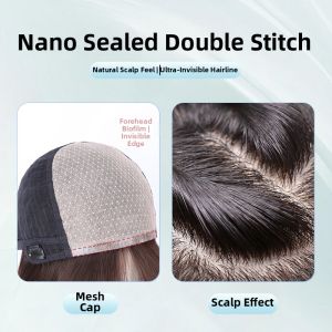 MENGSIQIAN | Invisible Nano Edged Double Weft Short Hair Wig for Chemotherapy Patients