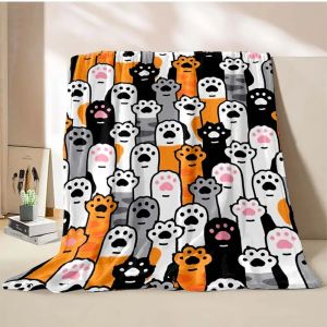 VIKAMA Cartoon Paw Print Outdoor Travel Cover Blanket Bedroom Living Room Sofa Cover Blanket Ins Style Home Decoration